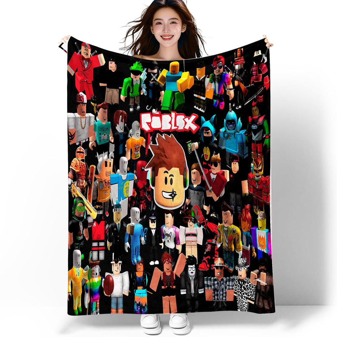 PQKL-party Roblx Decke Bettwäsche Roblx Decke Geschenk, 130 * 150cm Mehrzweck-Flanelldecke für Sofa,
