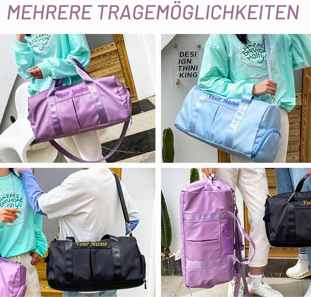 Personalisierte Gepäcktasche mit Foto-Namenstext, individuelle Reisetasche mit Nass- und Trockentasc