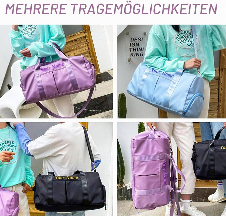 Personalisierte Gepäcktasche mit Foto-Namenstext, individuelle Reisetasche mit Nass- und Trockentasc