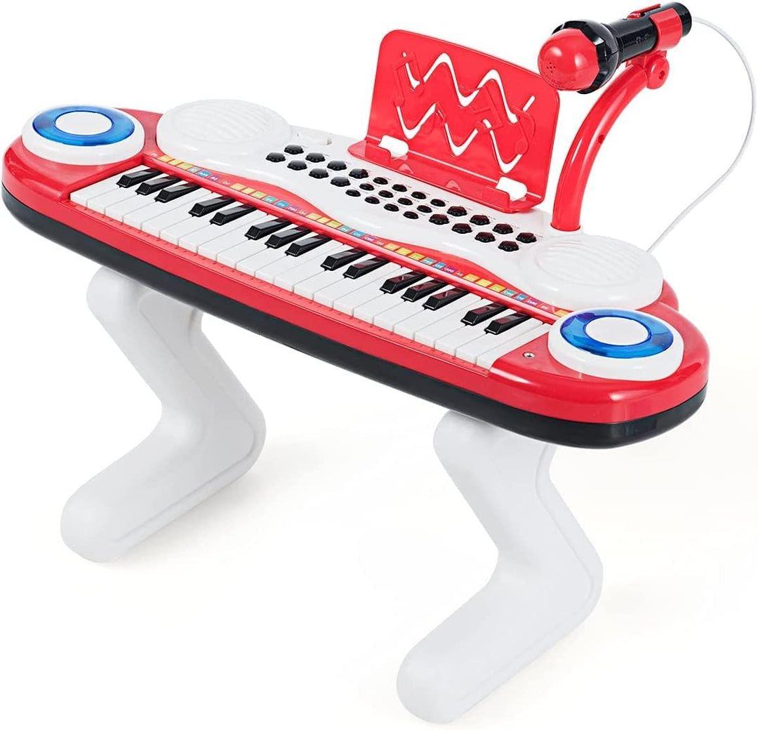 COSTWAY 37 Tasten Klaviertastatur mit Licht, Kinder Keyboard mit Ständer, Klavier Spielzeug elektron