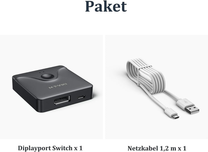 MT-VIKI 4K@60Hz DP Switch 2 in 1 Out Displayport Splitter 1 in 2 Out Displayport Umschalter mit eine