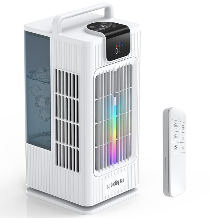 4-in-1 Verdunstungskühler Kühlventilator,Tragbarer Luftkühler mit Fernbedienung,120° Oszillation,4 S