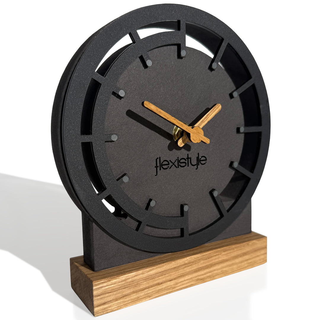 FLEXISTYLE Modern standuhr tischuhr klein aus Holz Eiche Wohnzimmer Badezimmer Uhr Holz tischuhren h