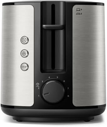 Philips HD2650/90 Toaster edelstahl (950 W, 8 Bräunungsstufen, Brötchenaufsatz, Auftau- und Aufwärmf
