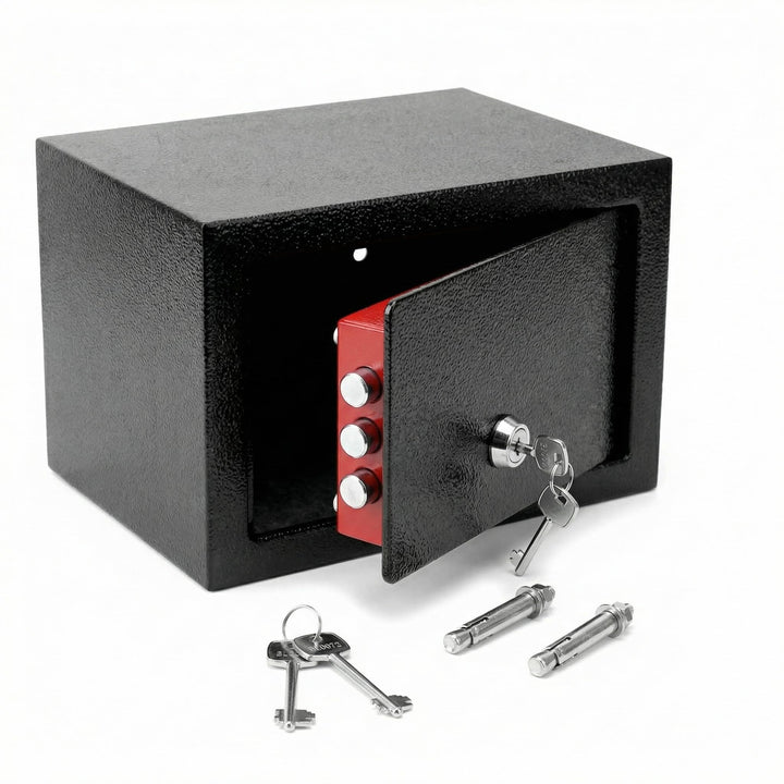 QWORK® Klein Safe Tresor 23 x 17 x 17 cm mit Triple-Bit Schlüssel, Möbeltresor Hohe Sicherheit Stahl