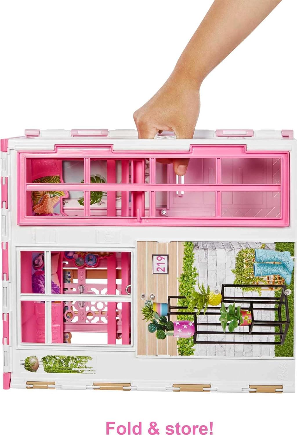 Barbie-Haus mit 4 Spielbereichen, Küche, Bad, Schlafzimmer, Esszimmer, komplett eingerichtet mit Bar