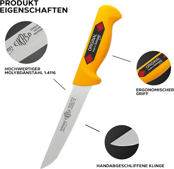 4 Teilig Solingen Gelb Schlachtermesser Metzgermesser Ausbeinmesser Butcher Knife Set 2112