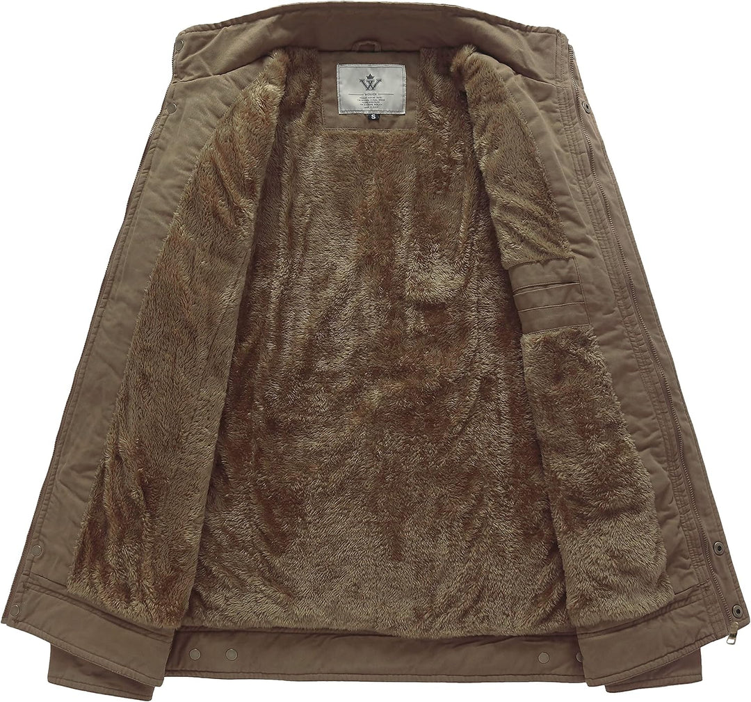 WenVen Übergangsjacke Herren Klassisch Gepolstert Winter Jacke S Kahki, S Kahki