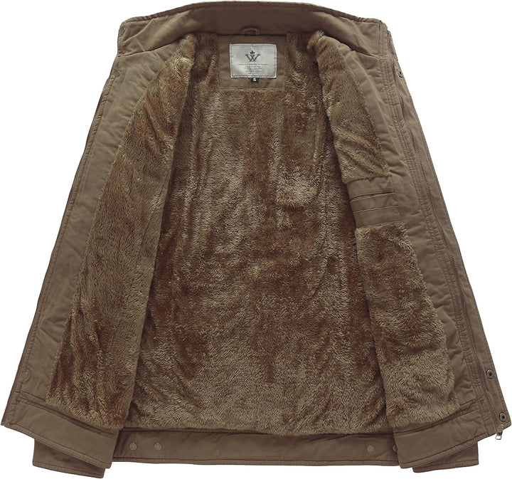 WenVen Übergangsjacke Herren Klassisch Gepolstert Winter Jacke S Kahki, S Kahki