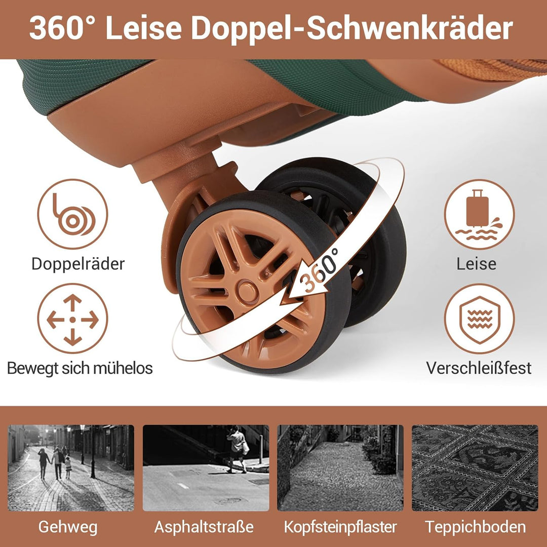 KONO Koffer Trolley Reisekoffer aus ABS+PC – Leichter Hartschalenkoffer mit 4 Zwillingsrollen und TS
