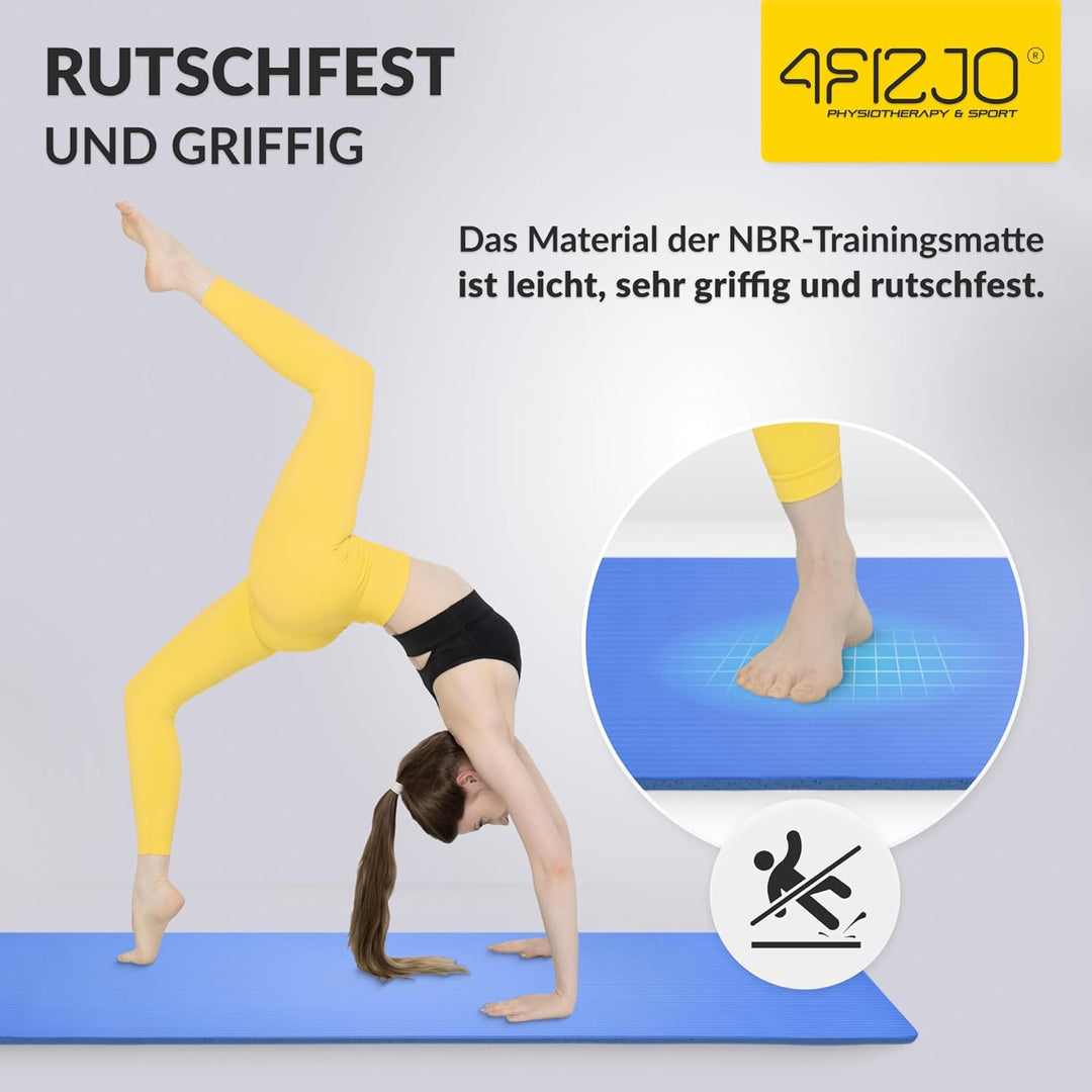 Fitnessmatte mit Tragegurt, Abm. 180x60 cm, NBR-Schaumstoff, Rutschfest, Komfort, In & Outdor, Pilat