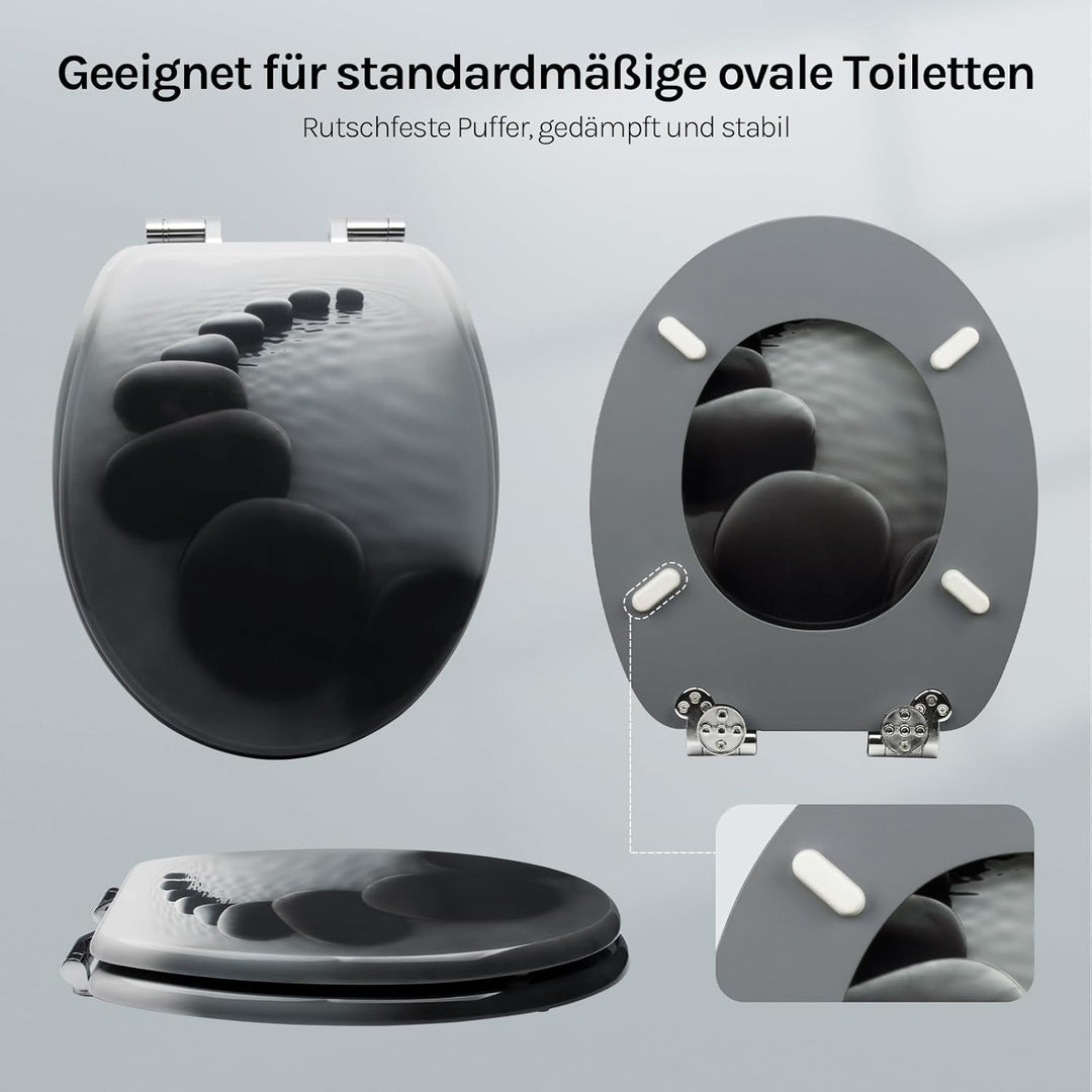 WOLTU #2 Premium WC-Sitz Toilettensitz mit Absenkautomatik, MDF Holzkern, Softclose Scharnier, Antib