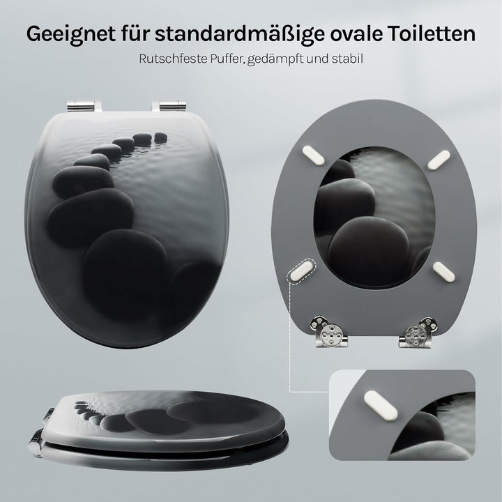 WOLTU #2 Premium WC-Sitz Toilettensitz mit Absenkautomatik, MDF Holzkern, Softclose Scharnier, Antib