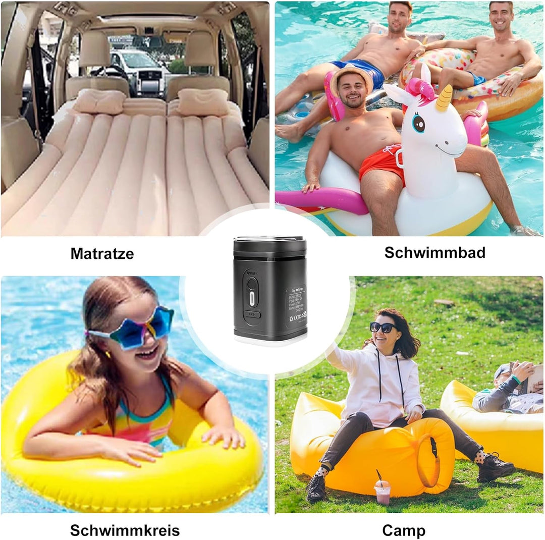 Elektrische Luftpumpe Akku, Luftmatratze Pumpe 2400mAh Wiederaufladbare, 3 in 1 Inflate und Deflate