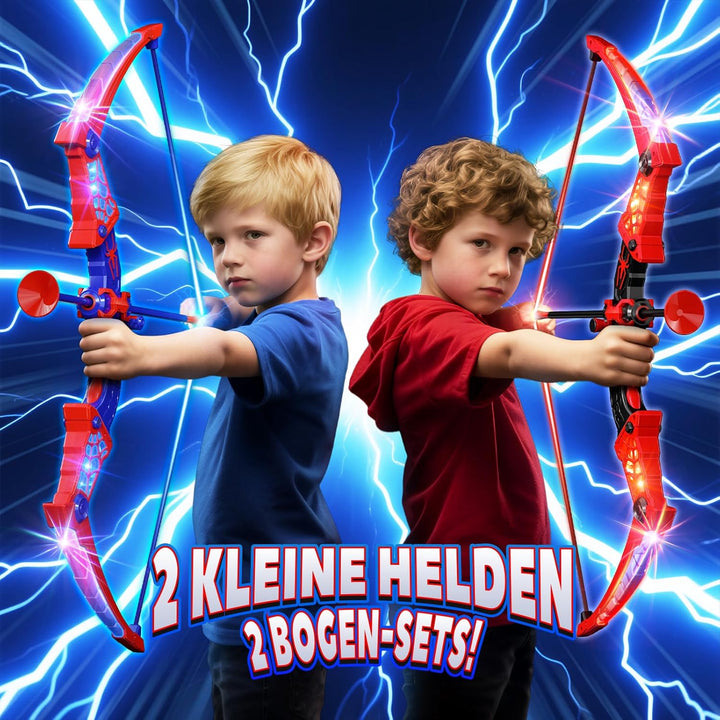 Spielzeug ab 3-12 Jahre Junge, 2 Stück Spider PfeilBogen mit Rot & Blau LED Lichtern, Spider Zielsch