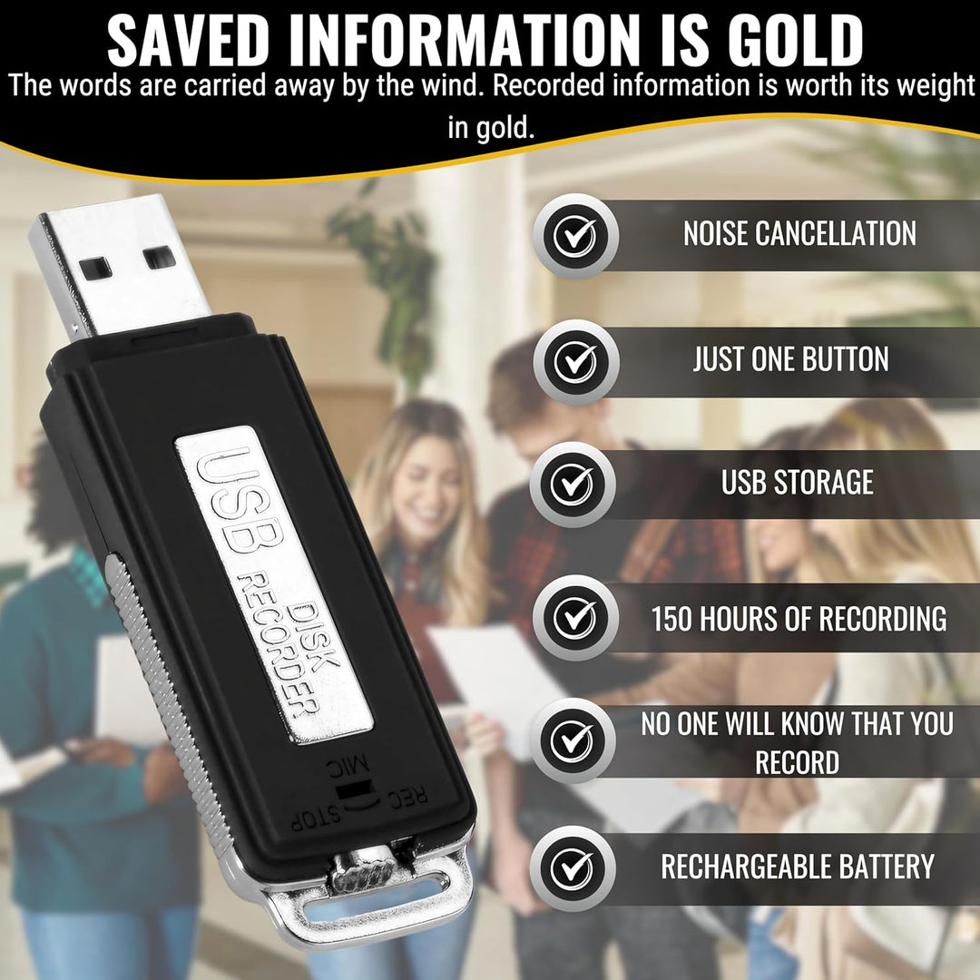 Digitales Diktiergerät, USB, Mini-Sprachaufnahme, Spion, 8 GB, kleiner Spion, USB, für Meetings, Int