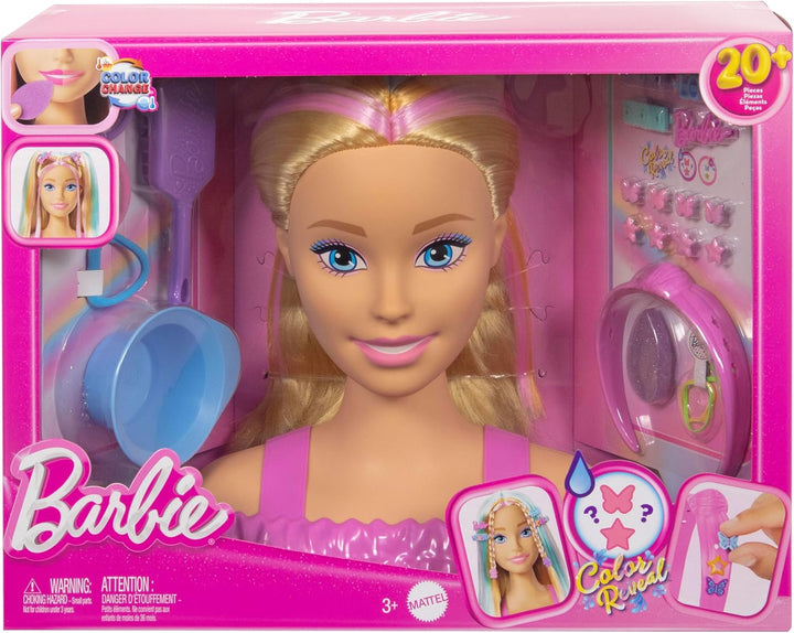 Barbie-Puppe Styling-Kopf, Blondes Haar mit mehr als 20 Styling-Zubehörteilen inklusive Stern, Schme
