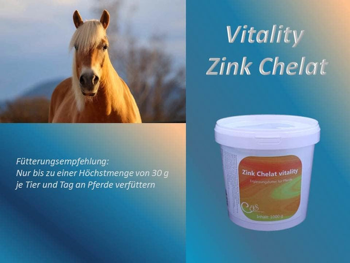 Zink Chelat Vitality 1000 g - Mit Leinsamen und Bierhefe, Unterstützend bei Mauke und Fellwechsel be
