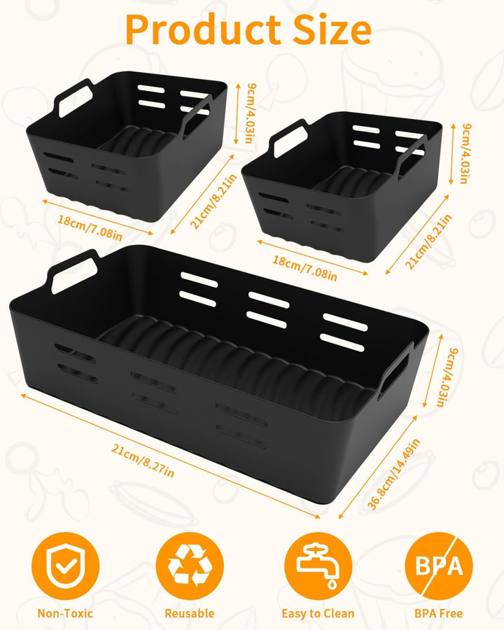 Air Fryer Zubehör, 3PCS Silikonform Air Fryer Zubehör für Ninja 10,4L AF500EU, Wiederverwendbar für