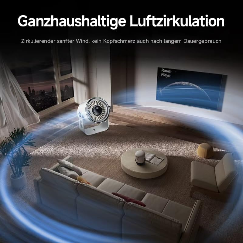 Tischventilator sehr leise mit digitalem Display, Turbo-Ventilator 100-stufig einstellbar & 135° nei