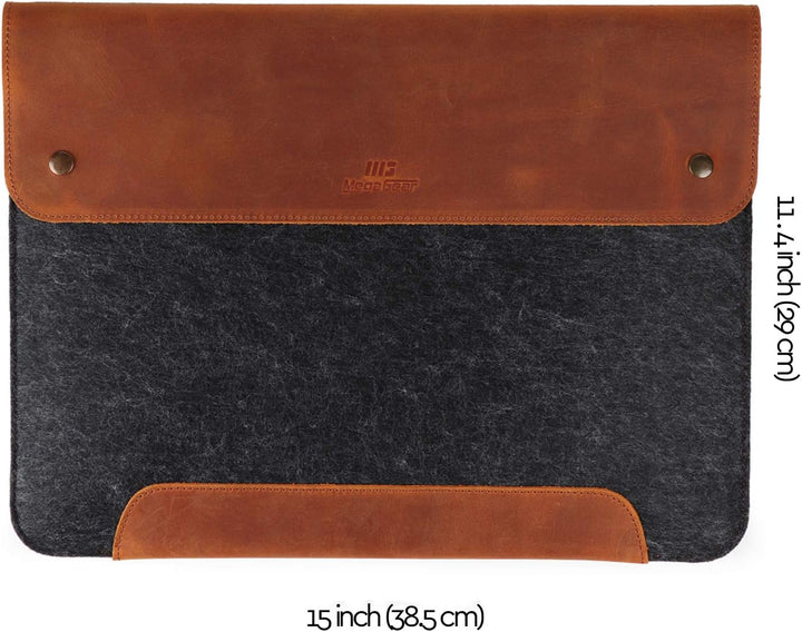 MegaGear MacBook-Tasche aus echtem Leder und Fleece, Laptop-Hülle für MacBook Pro und MacBook Air Hü