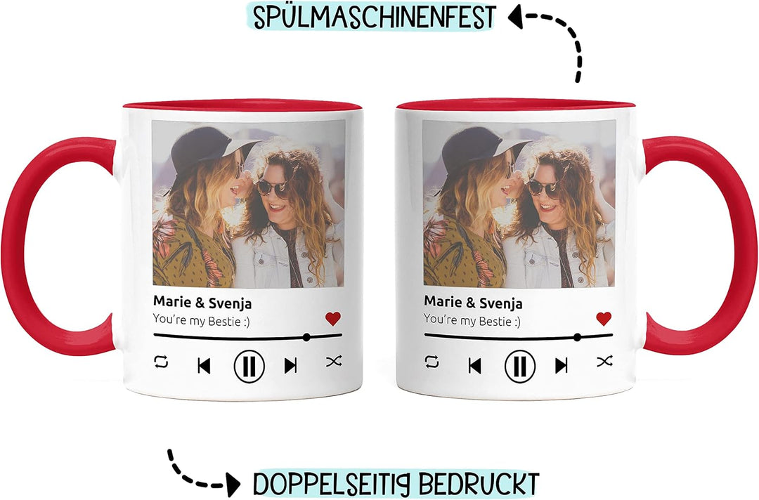 Kiddle-Design Song Cover Tasse Rot Foto Playlist Musikbild Personalisiertes Geschenk Bild im Spotify