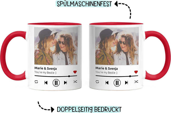 Kiddle-Design Song Cover Tasse Rot Foto Playlist Musikbild Personalisiertes Geschenk Bild im Spotify