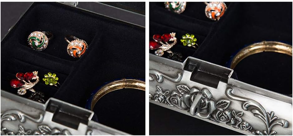VOANZO Vintage Schmuckschatulle Kleine Vitrine für Ring Halsketten Ohrringe Schmuckstück Aufbewahrun
