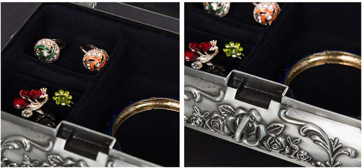 VOANZO Vintage Schmuckschatulle Kleine Vitrine für Ring Halsketten Ohrringe Schmuckstück Aufbewahrun