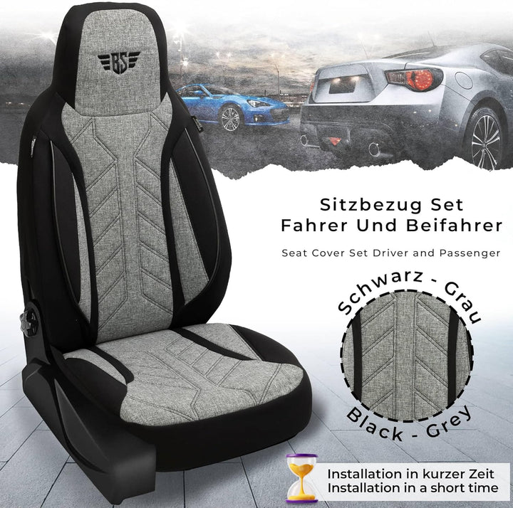 BREMER SITZBEZÜGE Mass Sitzbezüge Schonbezüge für VW Touran 2 PLKT201 PLKT201 - Schwarz/Grau Touran