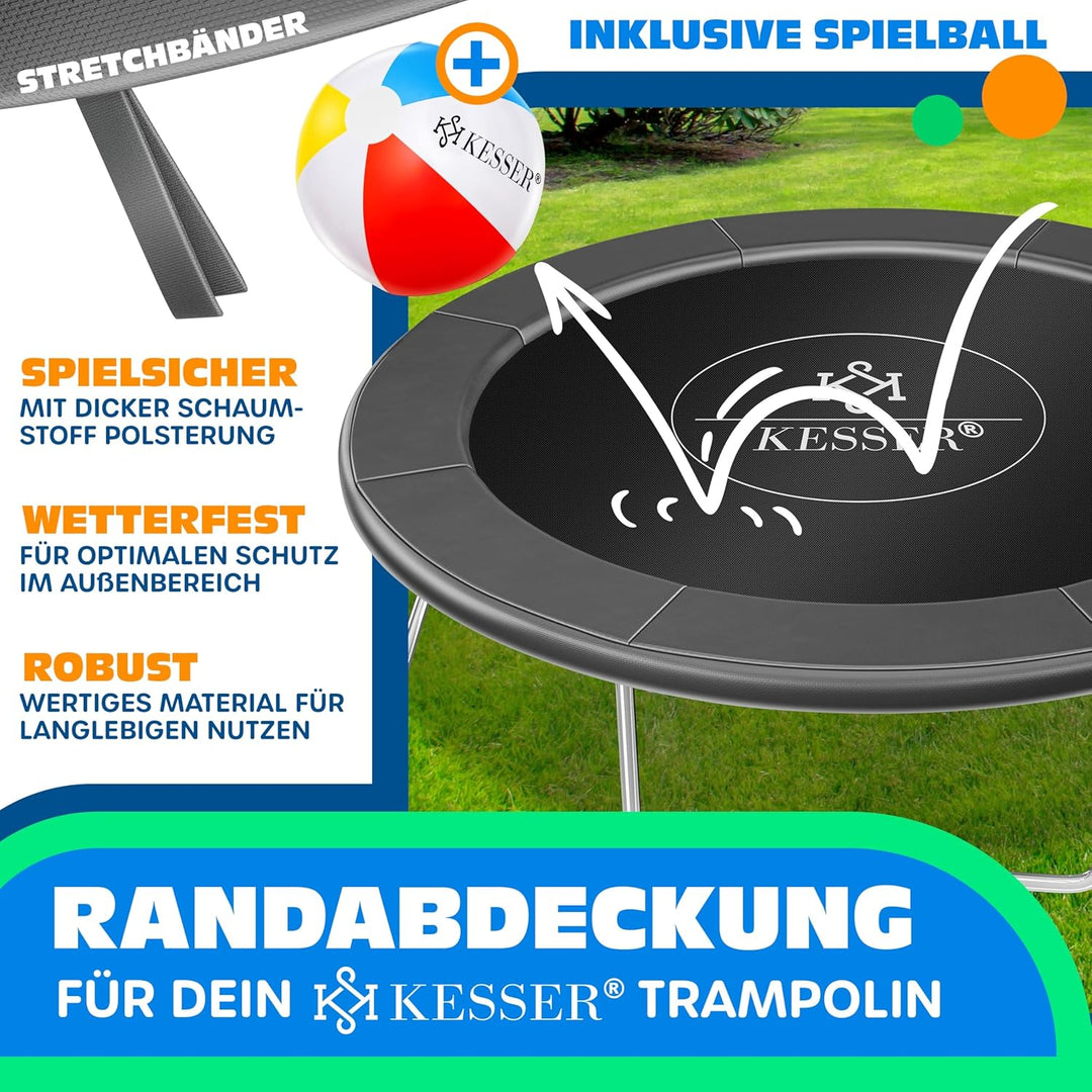 KESSER® - Trampolin Randabdeckung Ø 244, 305, 366, 426 cm, 30cm breit 100% UV-beständig reissfest Fe