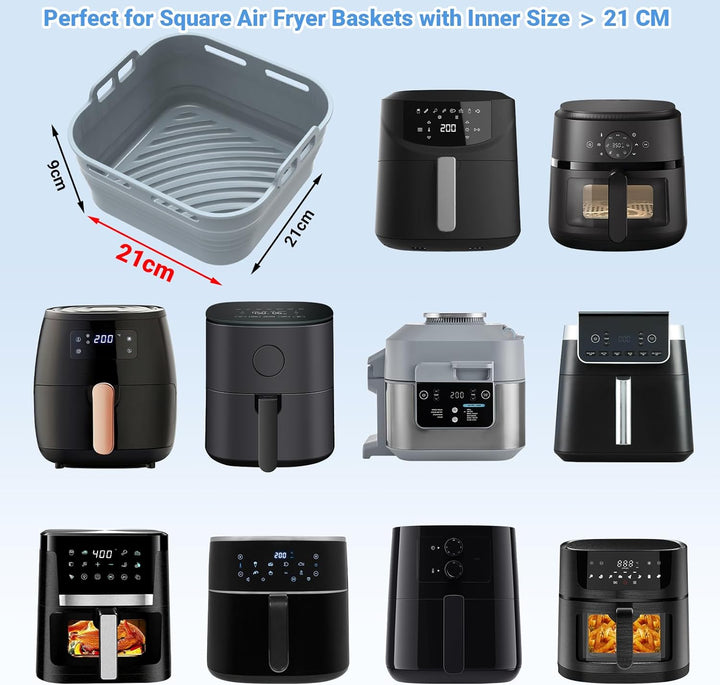 Alyvisun Silikonform für Heissluftfritteuse mit Öl Pinsel, 3 Stück Airfryer Silikonformen Wiederverw