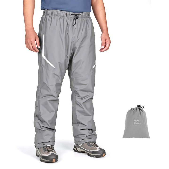 KEMIMOTO wasserdichte Regenhose für Herren, Leichte Winddichte Wanderhose mit Transportbeutel, Fahrr