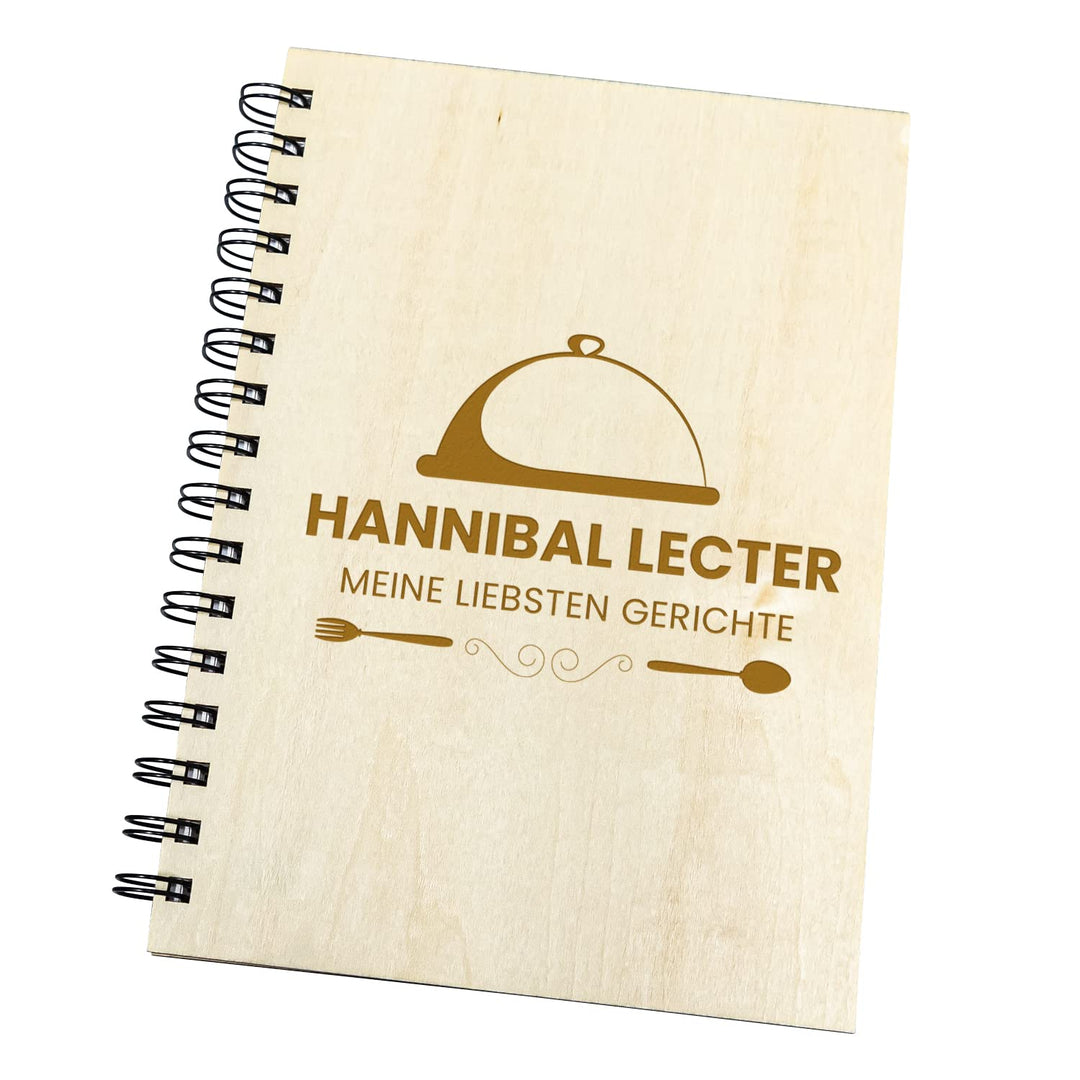 Geschenke 24 | Rezeptbuch zum selberschreiben | Holz-Hardcover mit Gravur (Liebste Gerichte) | mit W