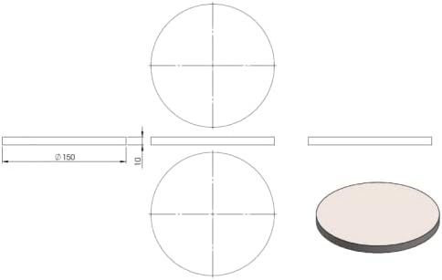 Ronde ø 150mm, Stärke 10mm, einseitig geschliffen, gelasert, mit Längsschliff