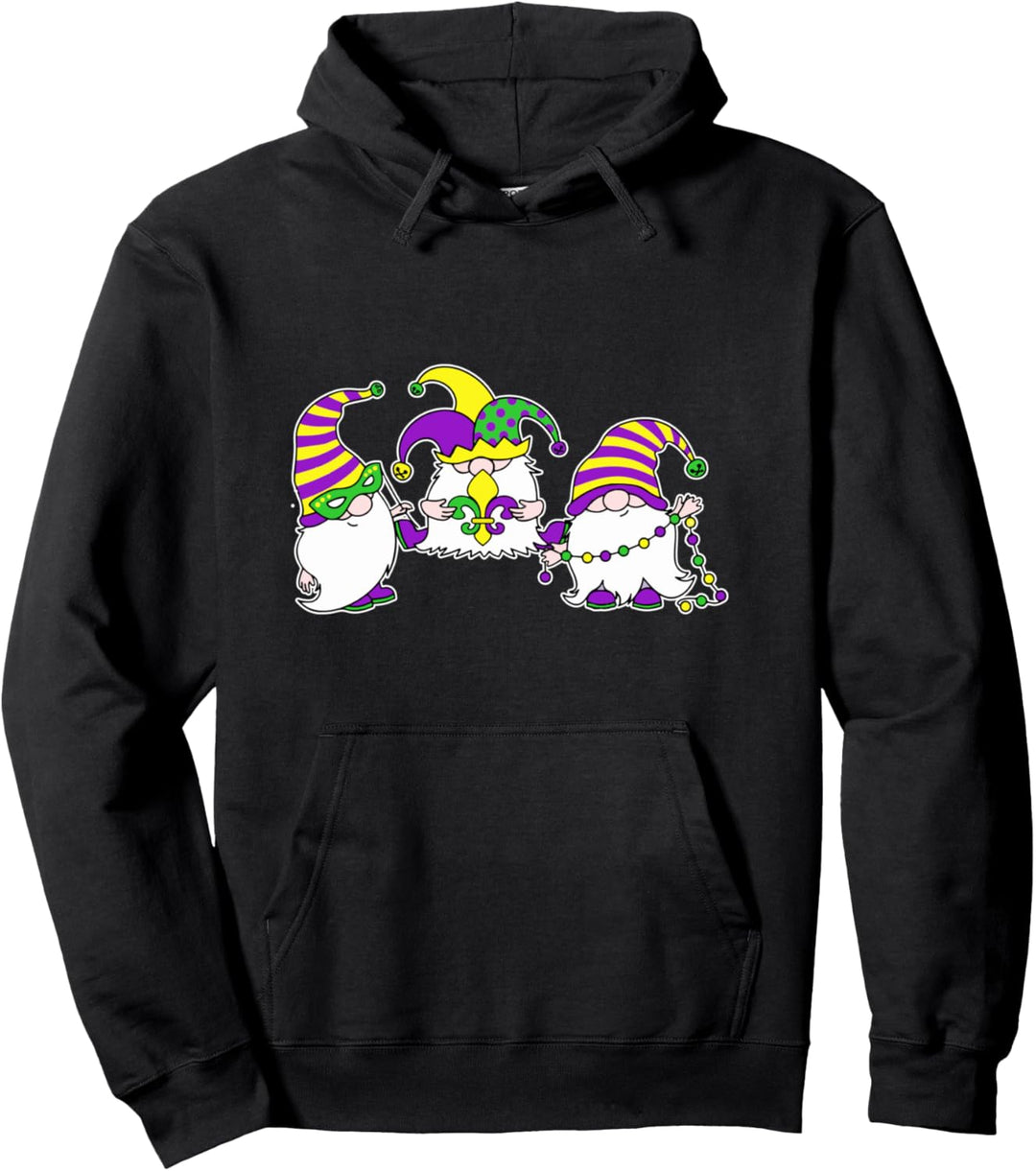 Gnomes - Mardi Gras 2021 Gifts - Jester Hat Carnival Gift Pullover Hoodie