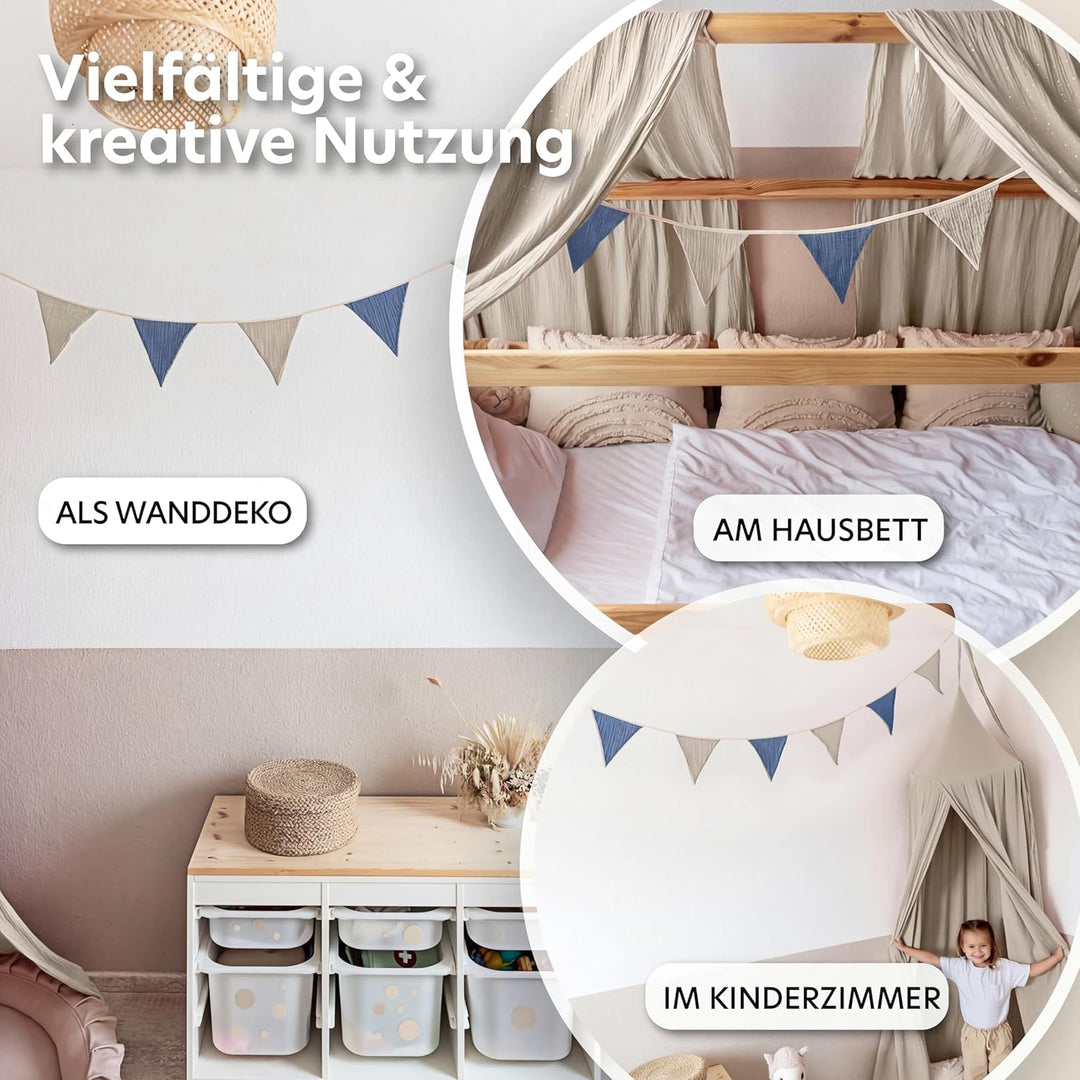 LILIMAUS Sternen Wimpelkette Stoff [mit Goldapplikation in 12 Farben] Wimpelkette Kinderzimmer - 100