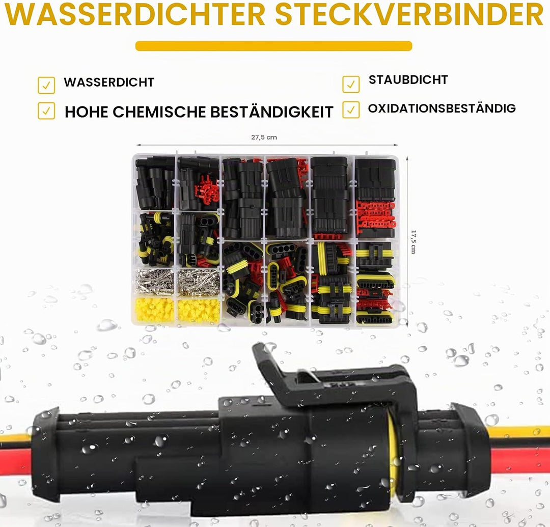 DOCAS 740 Stück Auto wasserdichte KFZ Kabel Steckverbinder, KFZ Stecker Steckverbindung Steckverbind