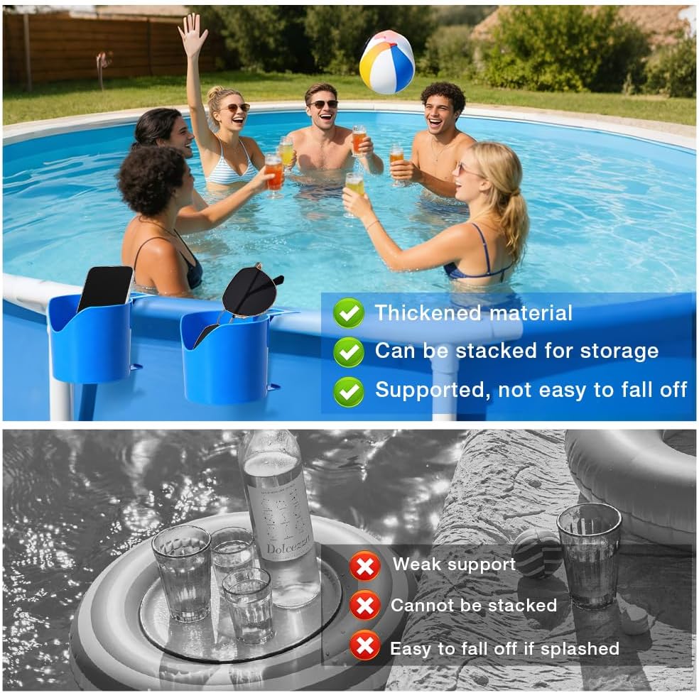 6 Stück Getränkehalter Pool, Pool Getränkehalter Poolrand aus Kunststoff, Getränke Halter-Pool für S