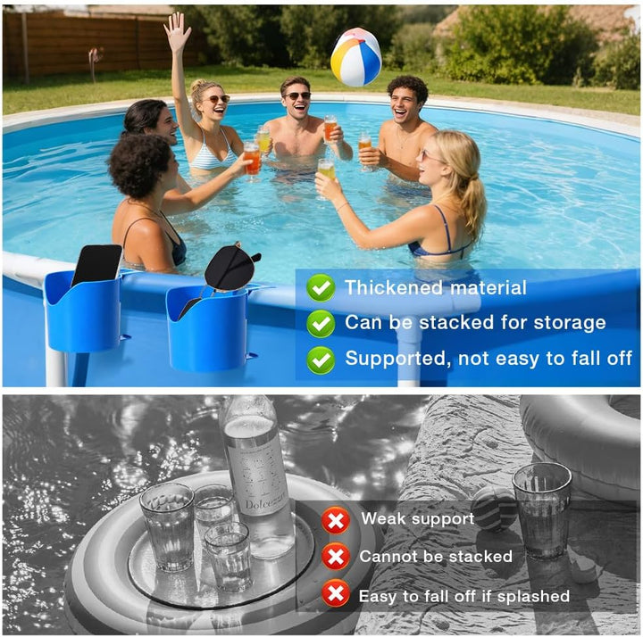 6 Stück Getränkehalter Pool, Pool Getränkehalter Poolrand aus Kunststoff, Getränke Halter-Pool für S
