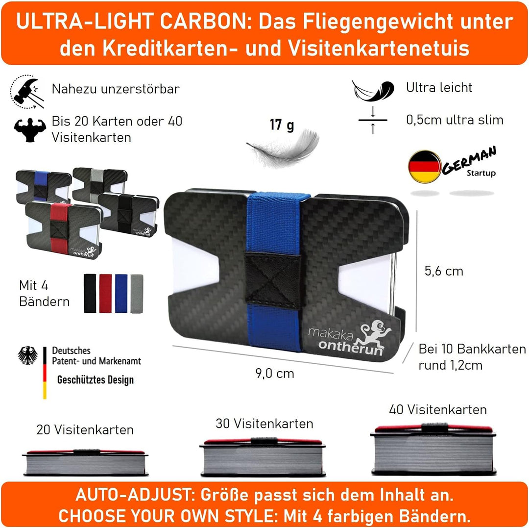 MakakaOnTheRun Slim Wallet Herren Carbon Visitenkartenetui: Herren Kreditkartenetui, Kartenetui & Mi