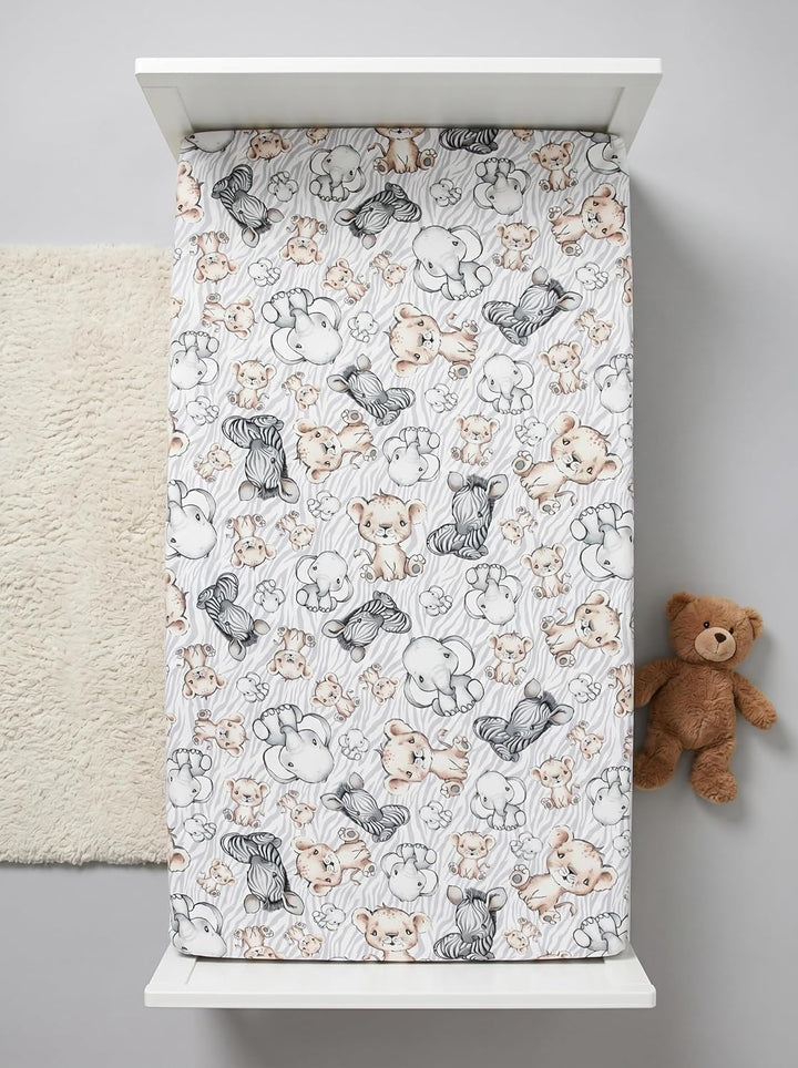 TupTam Baby Spannbettlaken Kinder Spannbetttuch für Babybett Kinderbett 2er Pack, Farbe: Safari/Grau