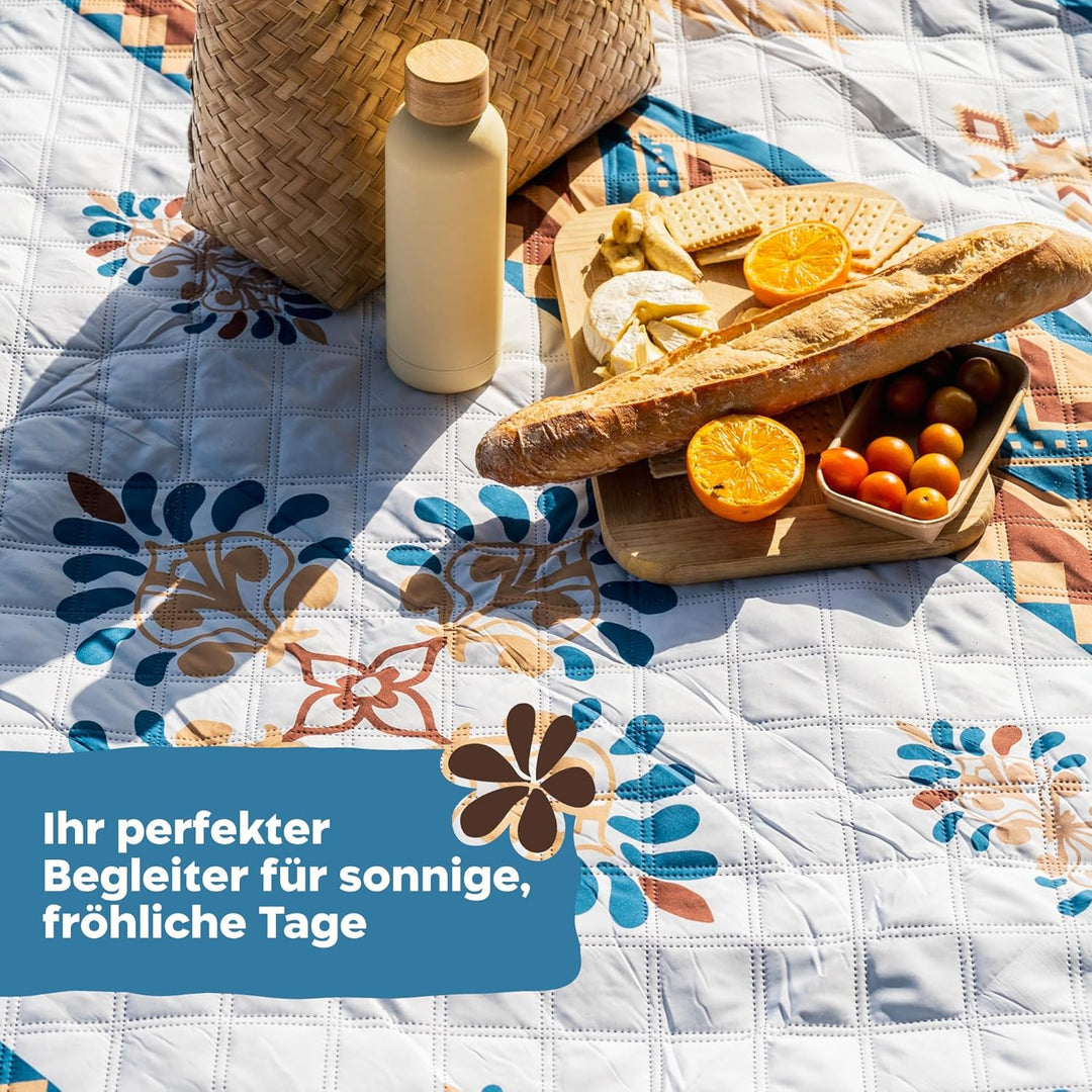 Twinzee Picknickdecke 200x200 cm Wasserdicht - Waschbare Stranddecke XXL für Strand, Camping, Outdoo
