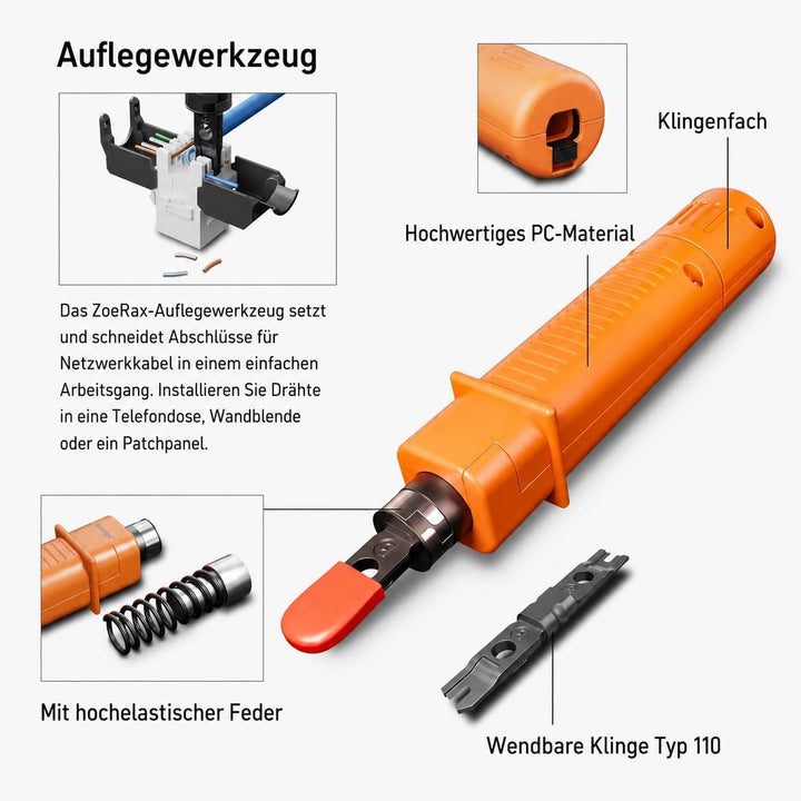 Netzwerk-Werkzeugset, ZOERAX 11 in 1 Professionelles RJ45 Crimpwerkzeug-Kit - Pass Through Crimper,