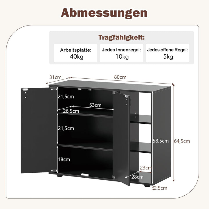 COSTWAY Schuhschrank, Schuhregal mit 2 Türen, verstellbaren offenen Regalen, Schuhkommode, Schuhaufb