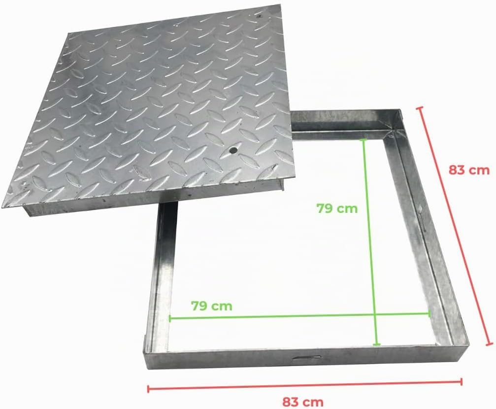 EINSIDE Schachtdeckel verzinkt und verstärkt, Deckel aus Stahlblech, Schachtabdeckung verzinkt, 85 x