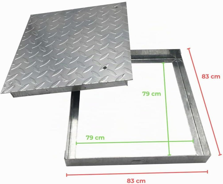 EINSIDE Schachtdeckel verzinkt und verstärkt, Deckel aus Stahlblech, Schachtabdeckung verzinkt, 85 x