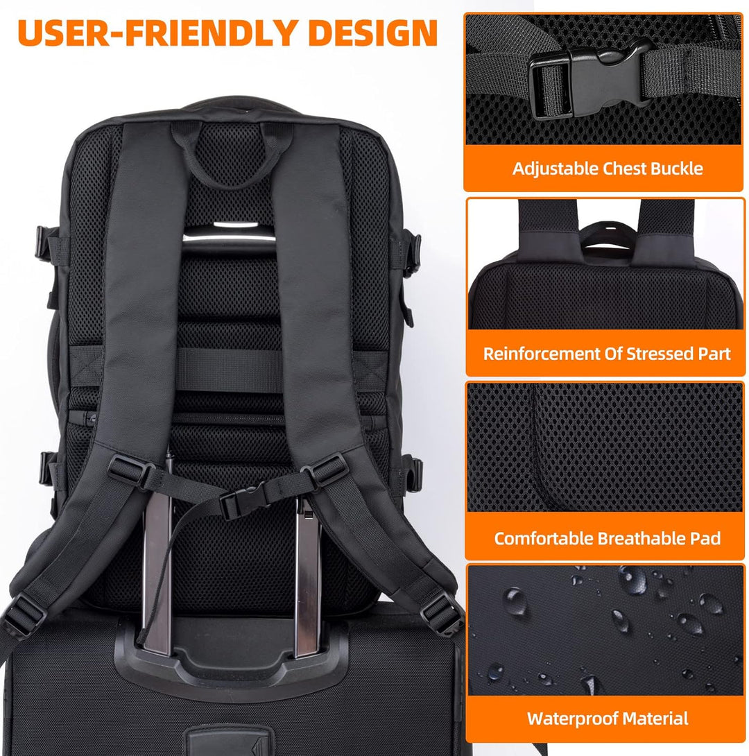KINGSLONG Handgepäck Reiserucksack 35L Laptop Herren Rucksack 17 Zoll Business Backpack Wasserdicht