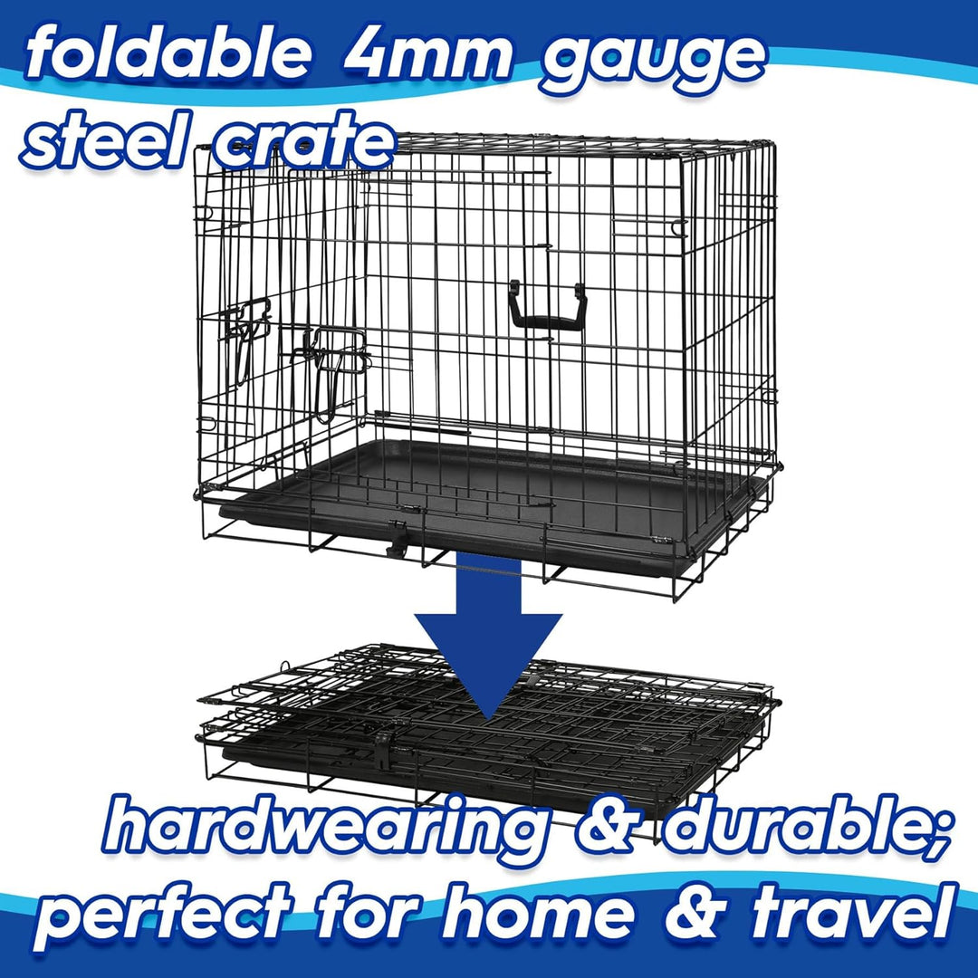 Harbour Housewares Metall-Hundebox mit 2 Türen und herausnehmbarer Schale – Mittelgross – 1x Robuste