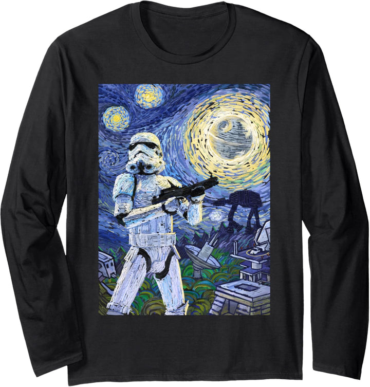 Star Wars Trooper Starry Night Painting Langarmshirt